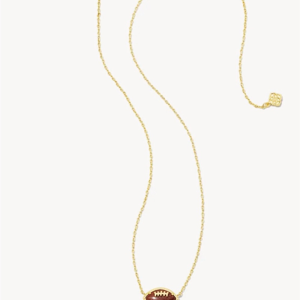 Kendra Scott 14k Plated Gold and Orange Sandstone Football Pendant Necklace - Picture 2 of 13